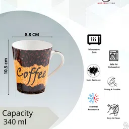 JCPL Brown & Yellow Printed Ceramic Glossy Mugs Set of Cups and Mugs image 2