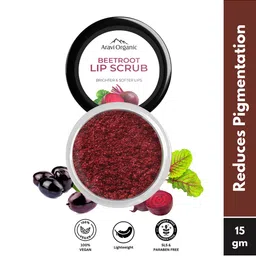 Aravi Organic Beetroot Lip Scrub with Shea & Cocoa Butter for Chapped & Pigmented Lips-15g image 4
