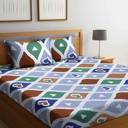 KLOTTHE Multicoloured 300 TC King Bedsheet with 2 Pillow Covers-image-51