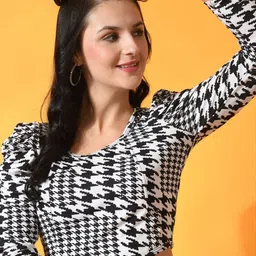 IUGA Abstract Printed Puff Sleeves Regular Top image 4