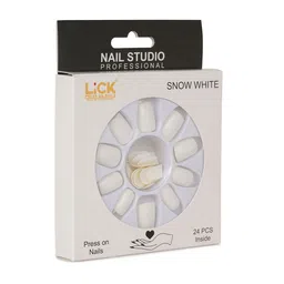 LICK Set Of 24 Reusable Acrylic Artificial Press On Nails With Quick Dry Glue - Snow White image 5
