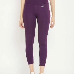 Clovia Purple Snug-Fit High-Rise 4 Pocket Active Tights-picture-19