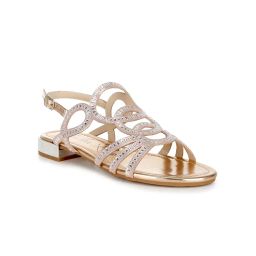 London Rag Cut Out Detail Rhinestone Rose Gold Sandals-image-14
