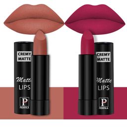 PERPAA Set of 2 Creamy Matte Bullet Lipstick 3.5g Each - Caramel 62 & Ruby Magenta 84-15