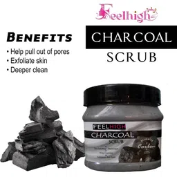 FEELHIGH Set Of 2 Charcoal Scrub & Shea Butter Scrub Face & Body Exfoliators 500 ml Each image 3