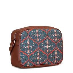 ZOUK Navy Blue Ethnic Motifs Printed Structured Sling Bag image 2