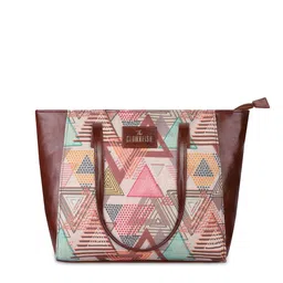 THE CLOWNFISH Geometric Printed Structured Jute Tote Bag image 5