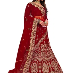 MANVAA Embroidered Beads And Stones Semi-Stitched Lehenga & Unstitched Blouse With Dupatta image 3