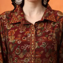 Anouk Floral Printed Regular Kurta with Trousers image 2