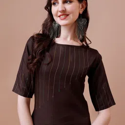 KALINI Regular Thread Work Kurta with Trousers & Dupatta image 5
