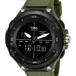 V2A Men Black Dial & Green Straps Analogue Multi Function Watch image 2