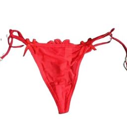 de stier apparels Women's Red Net, G-String Thong with Side Ties, Pearl Detail image 1
