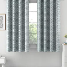 Aura Grey & White 2 Pieces Printed Window Curtains-1