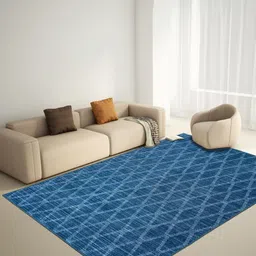 Welspun Blue Geometric Printed Anti-Skid Carpet-13
