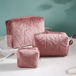 Nestasia Dusty Rose Pink Cosmetic Bag Set of 3-picture-1
