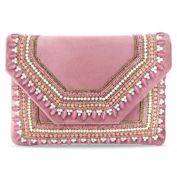 Peora Clutch Womens Purse Bridal Bag for Detachable Strap Evening Sling Bag - Pink-C58Pk-image-23