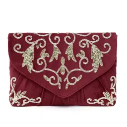 Peora Maroon Clutch Purses for Women Handmade Evening Bridal Clutch - C85M-picture-35