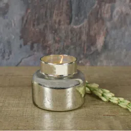 Manor House Roshni Mercury Glass Jar Filled With Flavoured Candle And Wooden Lid 4.5" Tall-picture-7