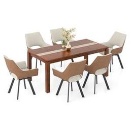 urban ladder Atlas Crest Solid Wood 6 Seater Dining Table with set of 6 Casey Swivel Dining Chair-picture-42