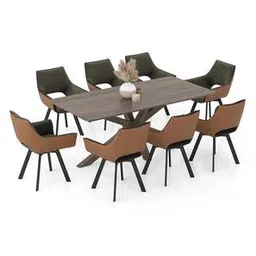 urban ladder Anderson Solid Wood 8-Seater Dining Table with Casey Swivel Dining Chair-picture-48