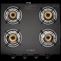 BLOWHOT Pearl Toughened Glass Top 4 Burner Manual Gas Stove (ISI Certified, Black)-picture-22