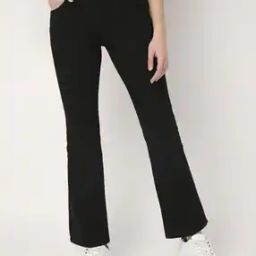ROZU Women's Boot Cut Black Jeans-image-84