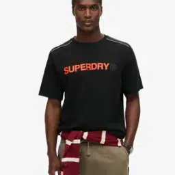 Men Tech Logo Print Loose Fit Crew-Neck Cotton T-Shirt-image-11