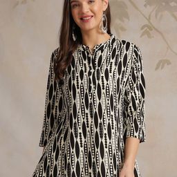 Anouk Rustic Women Geometric Printed Mandarin Collar Top-image-64