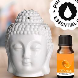 PEEPALCOMM Orange Essential Oil With 2 T-Light Candle & Buddha-52