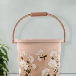Kuber Industries Brown & White Floral Printed Bucket 18L-70