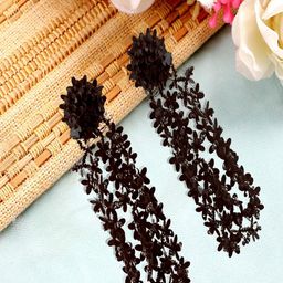 Vientiq Gold-Plated Artificial Beads Beaded Tasseled Contemporary Drop Earrings-18