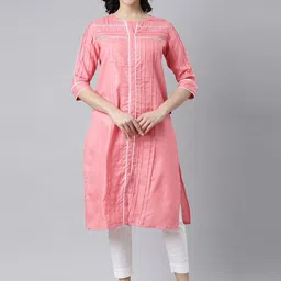 Samhitas Notch Neck Pleated Straight Pure Cotton Kurta-picture-54
