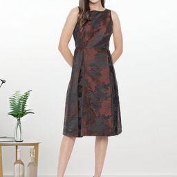 all about you Floral Print with Pom-Pom Detail Jacquard Fit & Flare Dress-image-53