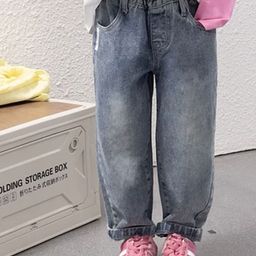 LULU & SKY Girls High-Rise Low Distress Heavy Fade Jeans-image-79