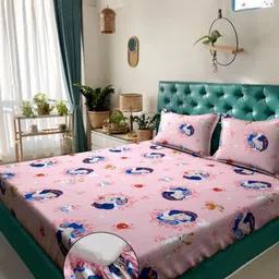 Myntra Elegant Homes Cartoon Characters Printed 400 TC King Bedsheet with 2 Pillow Covers-image-26