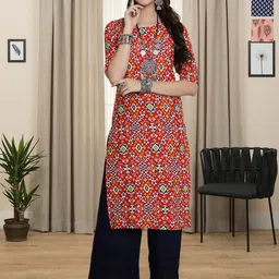 HERE&NOW Selection Of 3 Floral Printed Round Neck Straight Kurtas-56