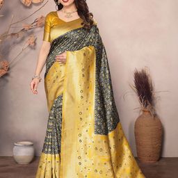 bigben textile Ethnic Motifs Zari Silk Blend Saree-picture-19