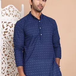 Anouk Men Geometric Embroidered Chikankari Kurta-image-93