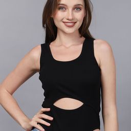 SWISHIN Round-Neck Moon Cutout Bodysuit-image-25