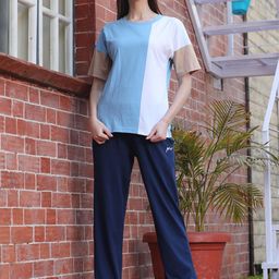 PRRODALITY Colourblocked Pure Cotton T-shirt With Trousers-image-72