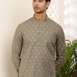 MULTI SHADES Men Ethnic Motifs Printed Thread Work Kurta-image-86
