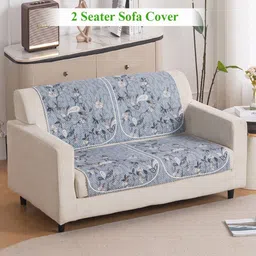 HOKIPO HeavenHue Grey & White 2 Pieces Printed 2 Seater Sofa Covers-picture-19