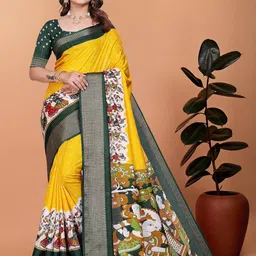 VS MALL Yellow Art Silk Sarees-image-64