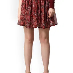 MINOS Printed Flared Above Knee Skirt-image-63