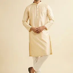 Manyavar Men Embroidered Regular Sequinned Kurta with Pyjamas-image-57