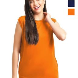 NOTWILD Women Pack Of 2 Solid Round Neck Cotton T-shirts-image-99