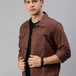 Kaali Peeli Men Solid Spread Collar Denim Jacket-15