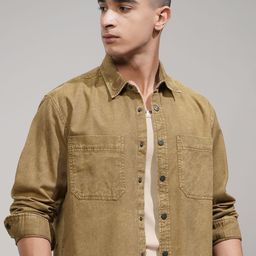 HIGHLANDER Men Comfort Faded Opaque Faded Casual Shirt-image-22