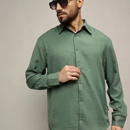 The Lifestyle Co. Men Premium Spread Collar Solid Cotton Oversized Casual Shirt-picture-0