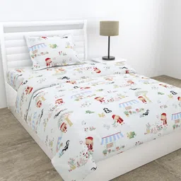 haus & kinder Scarlet White Printed Cotton 210 TC Single Bedsheet Set-2.24 mx1.45 m-image-91